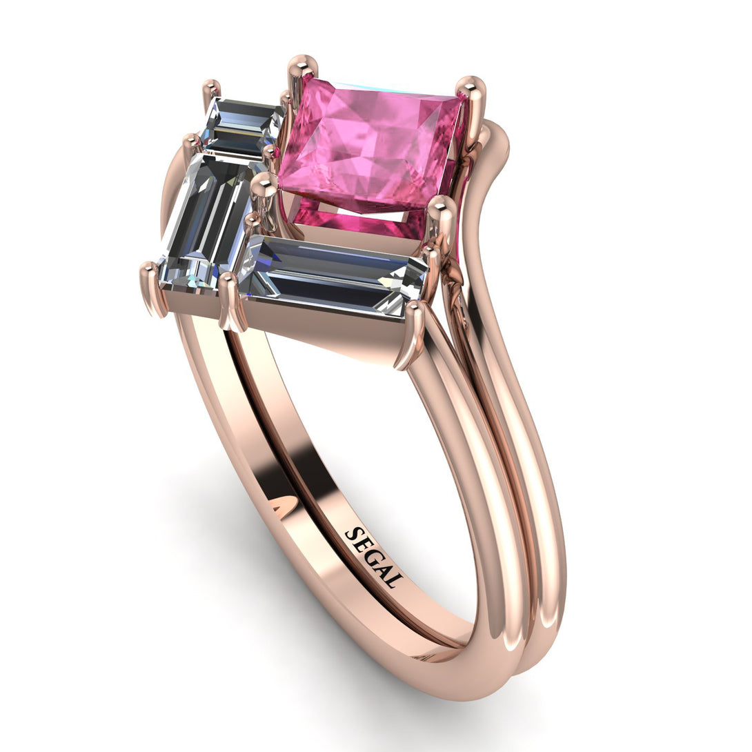 Stacking Princess Pink Moissanite Ring - Elise No. 802