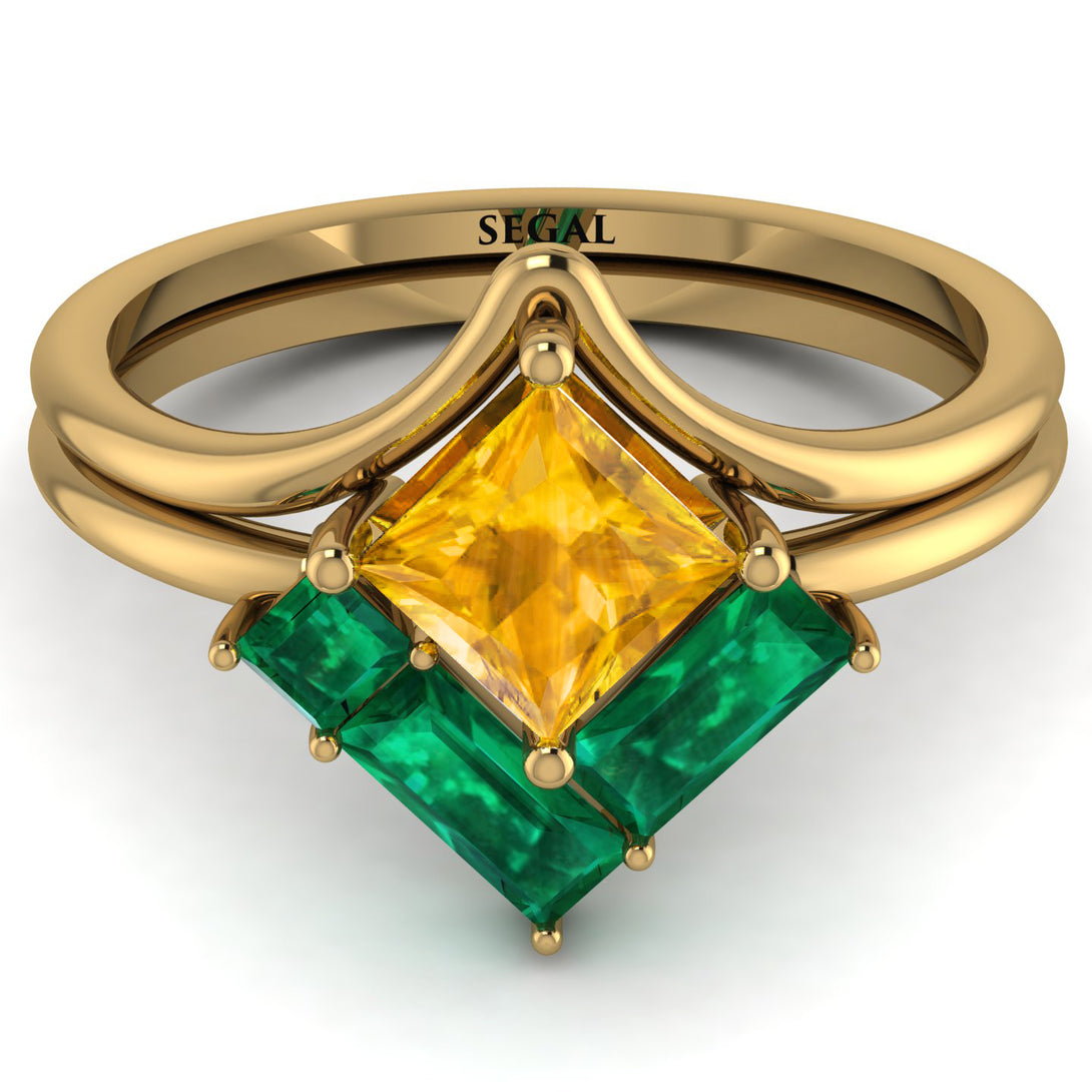 Stacking Princess Yellow Diamond Ring - Elise No. 1004