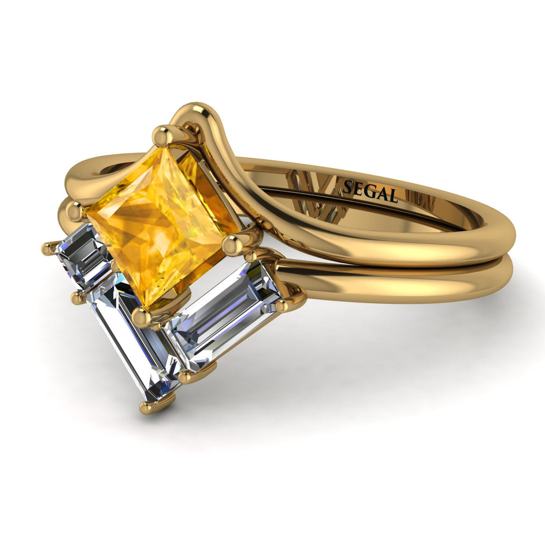 Stacking Princess Yellow Diamond Ring - Elise No. 1001