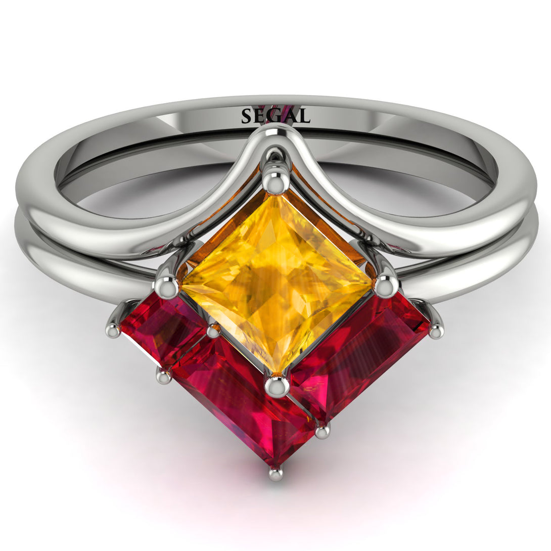 Stacking Princess Yellow Diamond Ring - Elise No. 1012