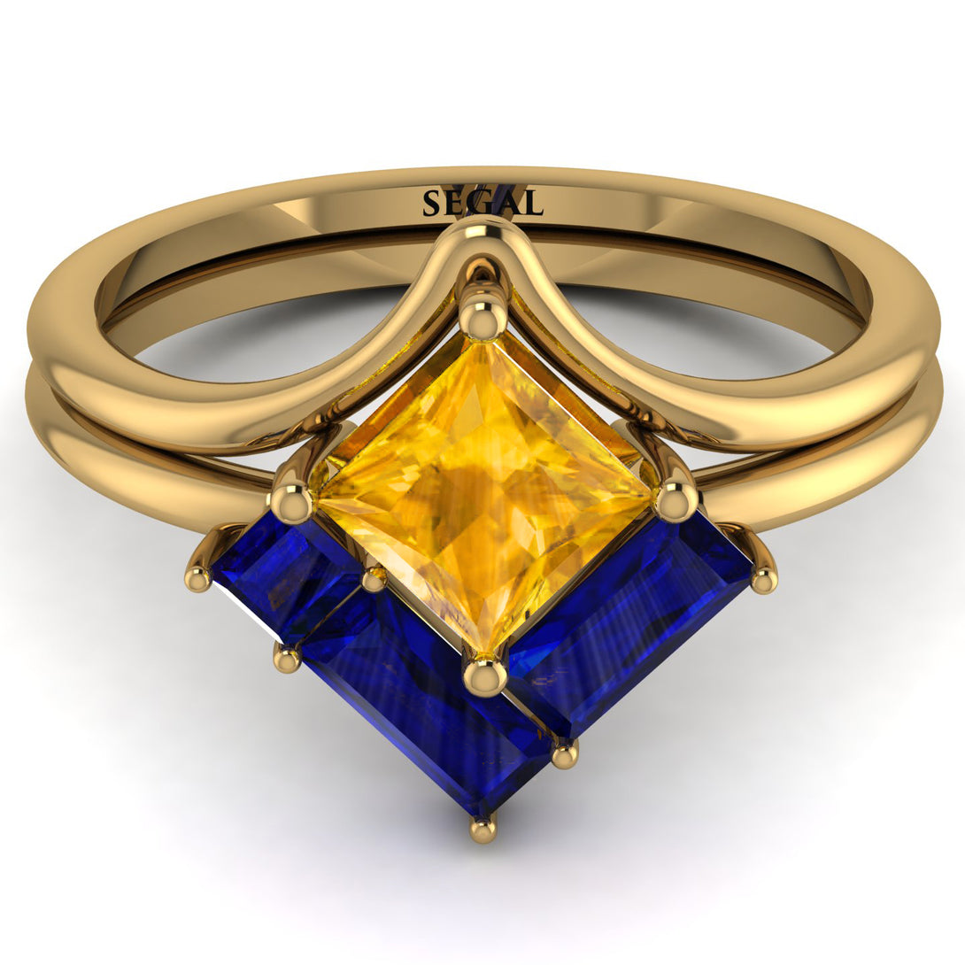 Stacking Princess Yellow Diamond Ring - Elise No. 1013