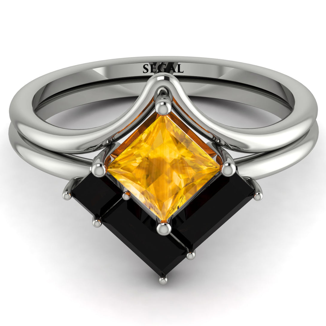 Stacking Princess Yellow Diamond Ring - Elise No. 1009
