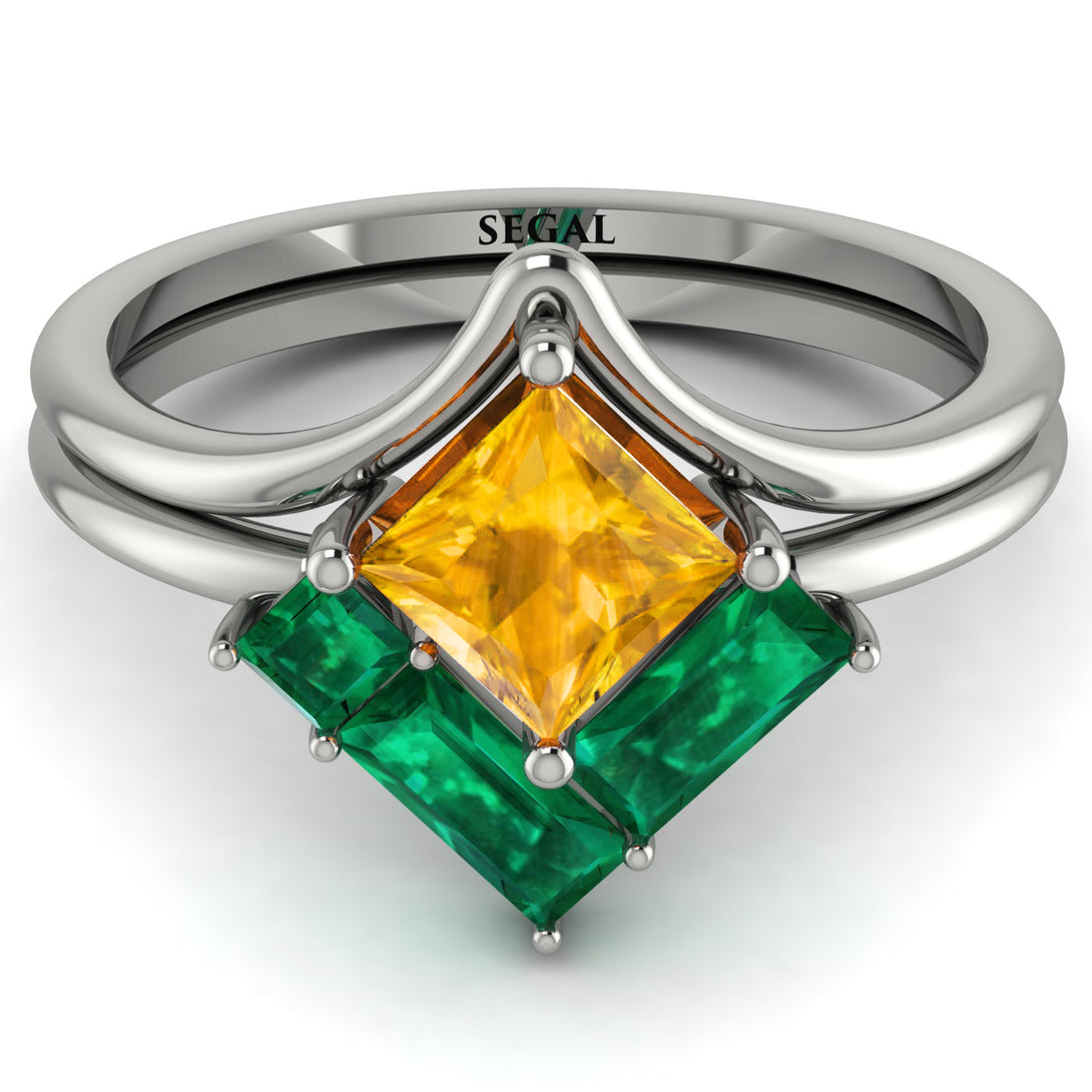 Stacking Princess Yellow Diamond Ring - Elise No. 1006