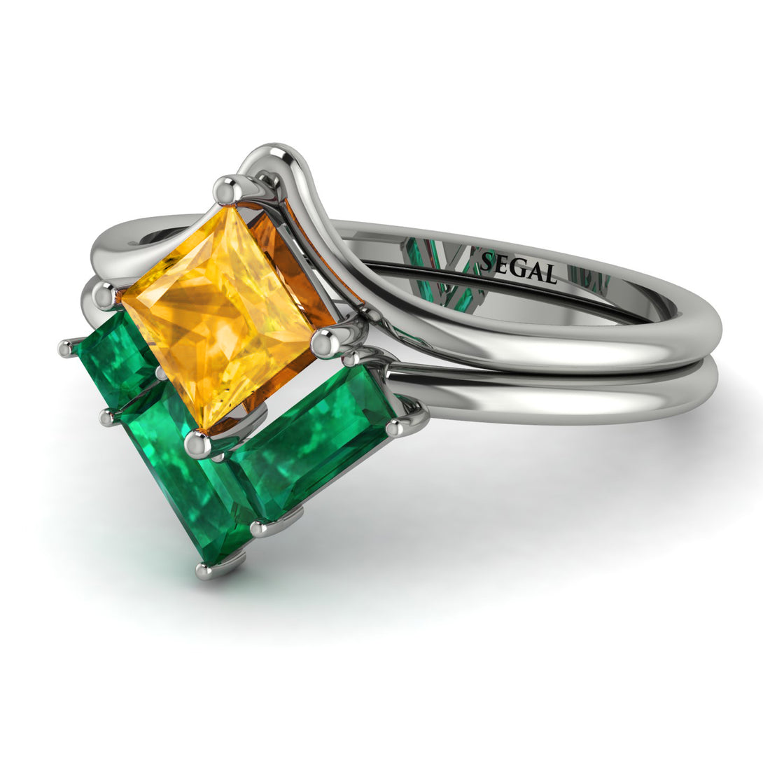 Stacking Princess Yellow Diamond Ring - Elise No. 1006