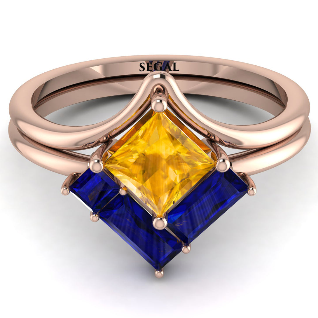 Stacking Princess Yellow Diamond Ring - Elise No. 1014