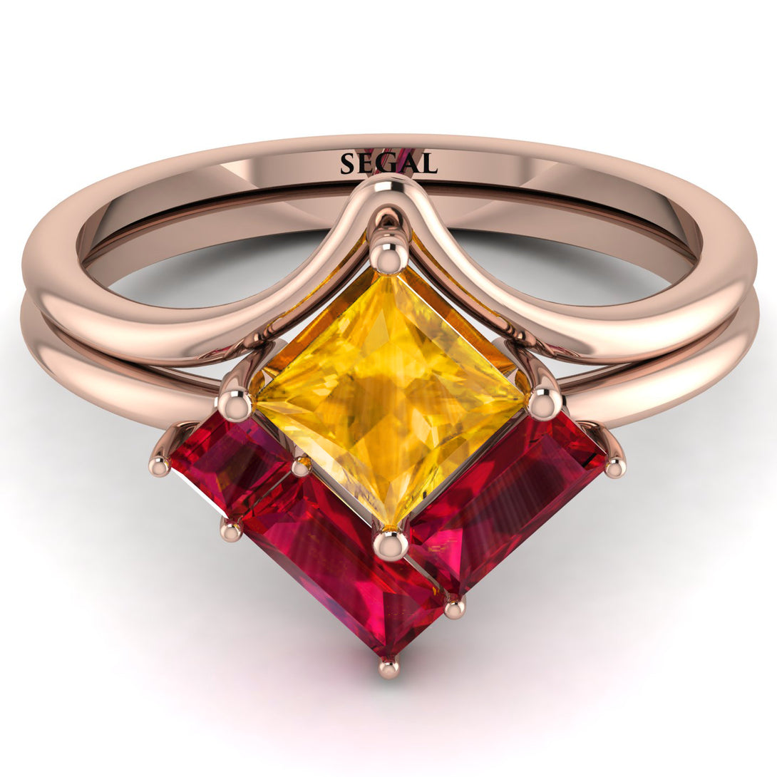 Stacking Princess Yellow Diamond Ring - Elise No. 1011