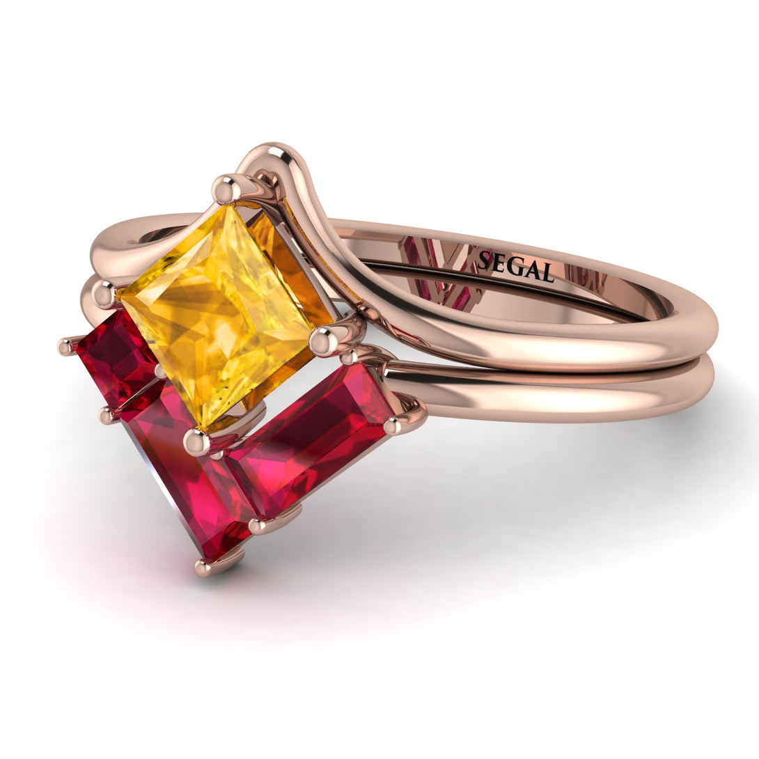Stacking Princess Yellow Diamond Ring - Elise No. 1011