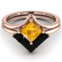 Stacking Princess Yellow Diamond Ring - Elise No. 1008 image 1