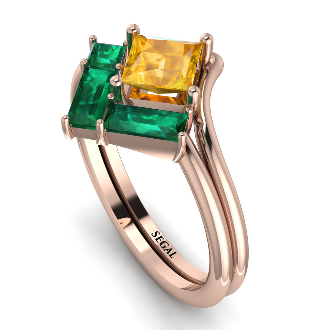 Stacking Princess Yellow Diamond Ring - Elise No. 1005