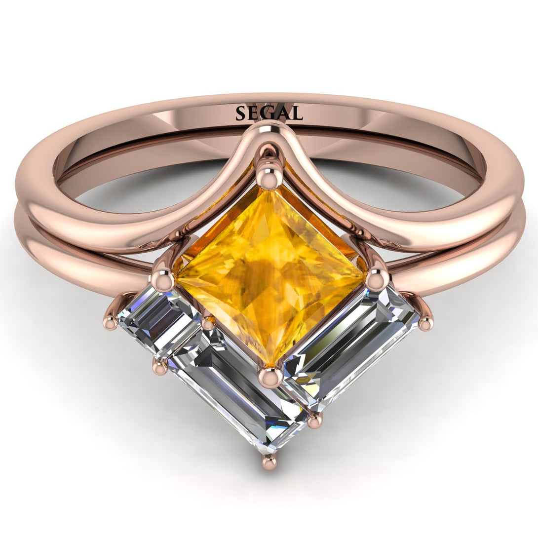 Stacking Princess Yellow Diamond Ring - Elise No. 1002