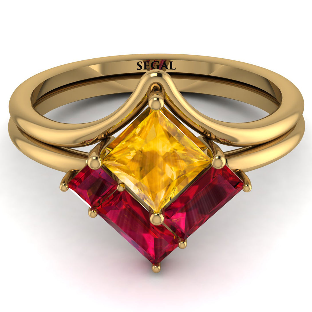 Stacking Princess Yellow Diamond Ring - Elise No. 1010