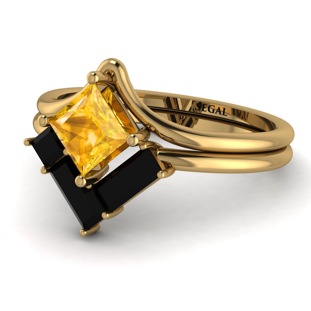 Stacking Princess Yellow Diamond Ring - Elise No. 1007