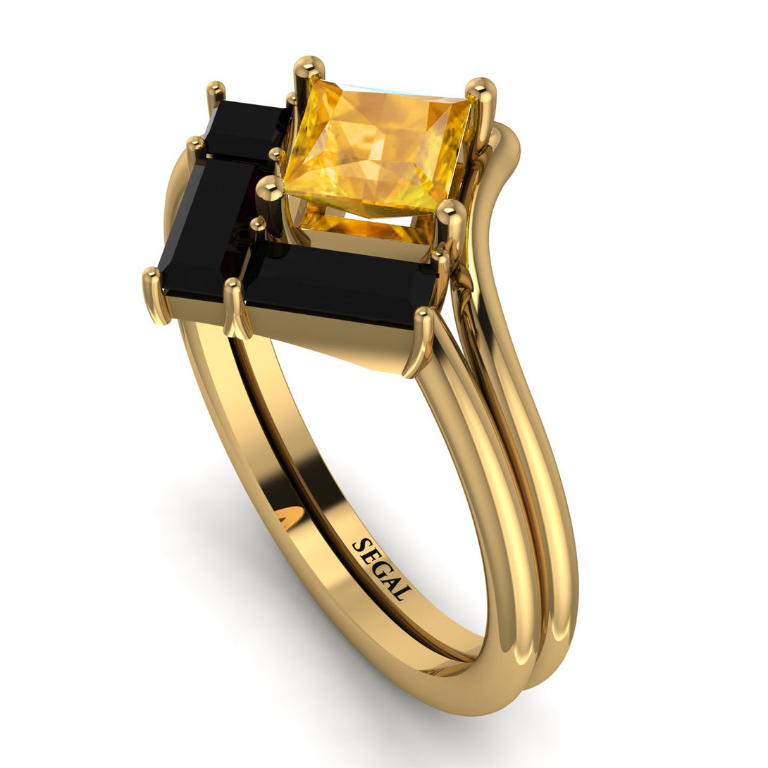 Stacking Princess Yellow Diamond Ring - Elise No. 1007