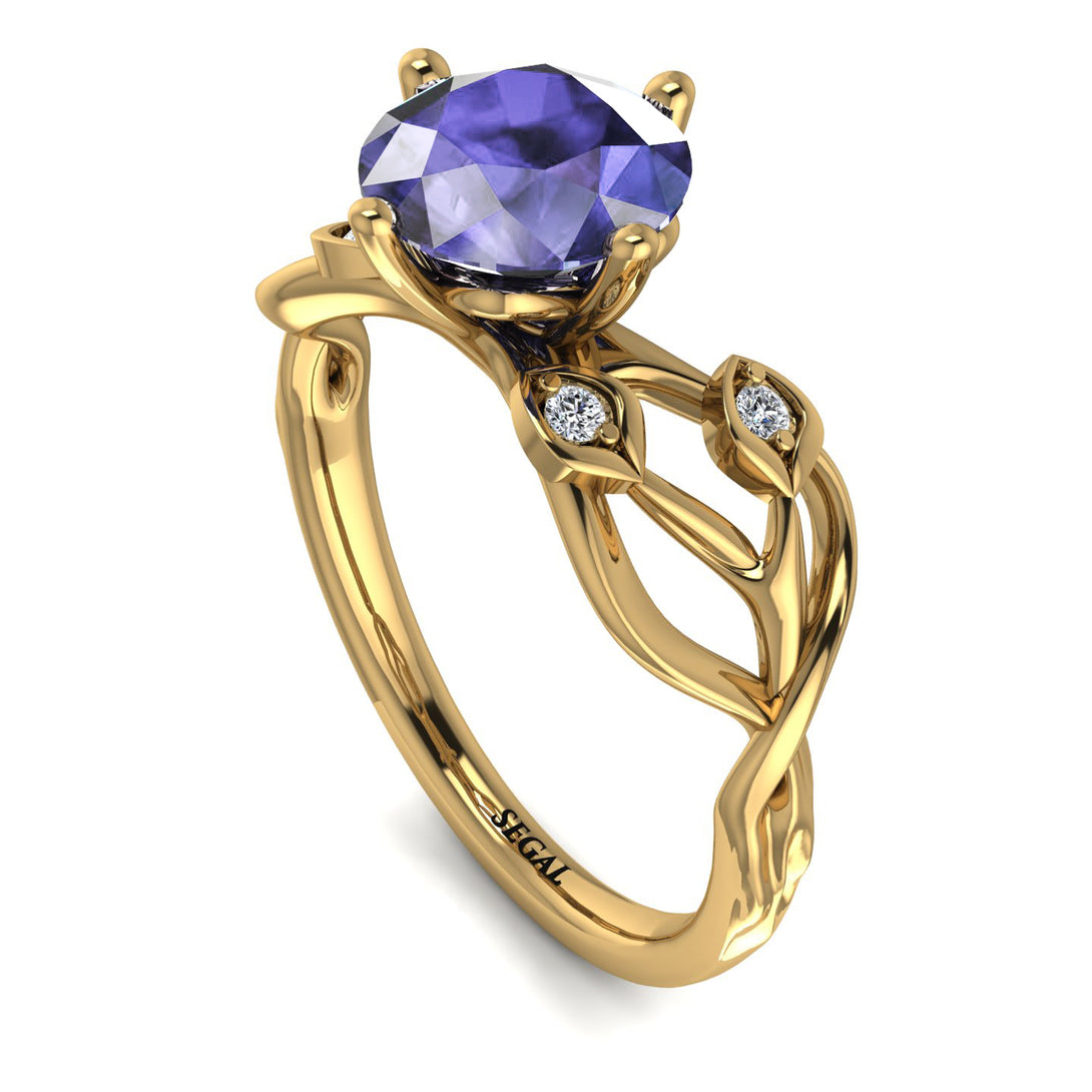 Tanzanite Blossom 14K Golden Nature Inspired Engagement Ring - Haley No. 201