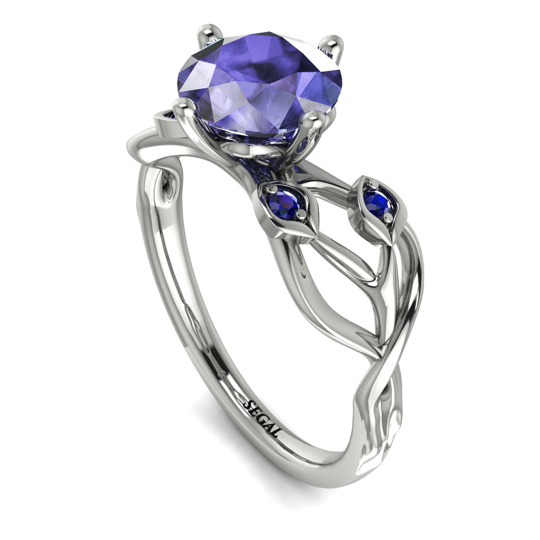 Tanzanite Blossom 14K Golden Nature Inspired Engagement Ring - HaleyNo. 215