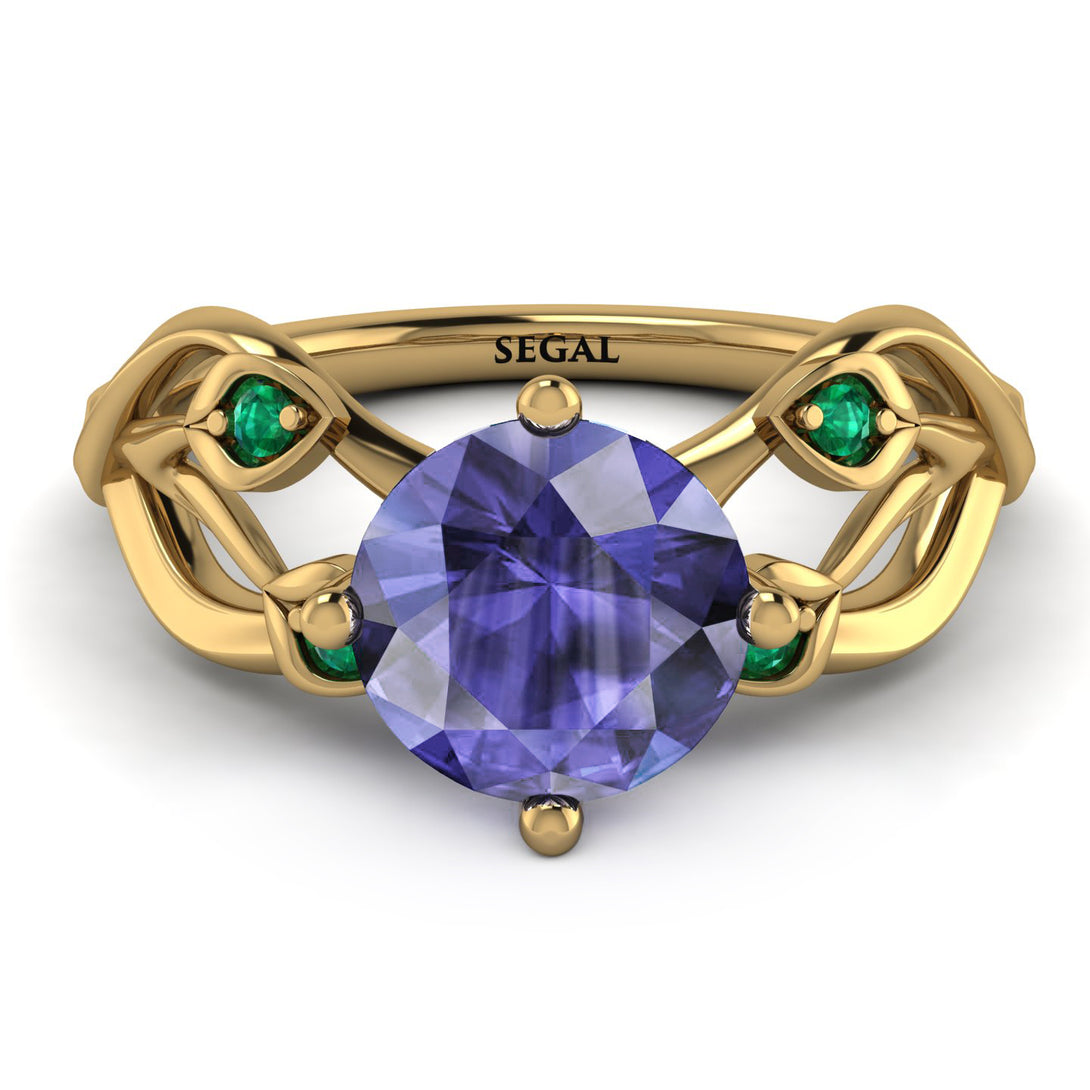 Tanzanite Blossom 14K Golden Nature Inspired Engagement Ring - HaleyNo. 204