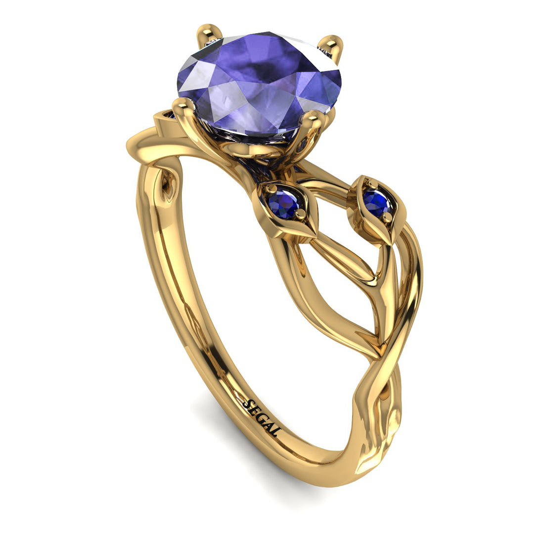 Tanzanite Blossom 14K Golden Nature Inspired Engagement Ring - HaleyNo. 213