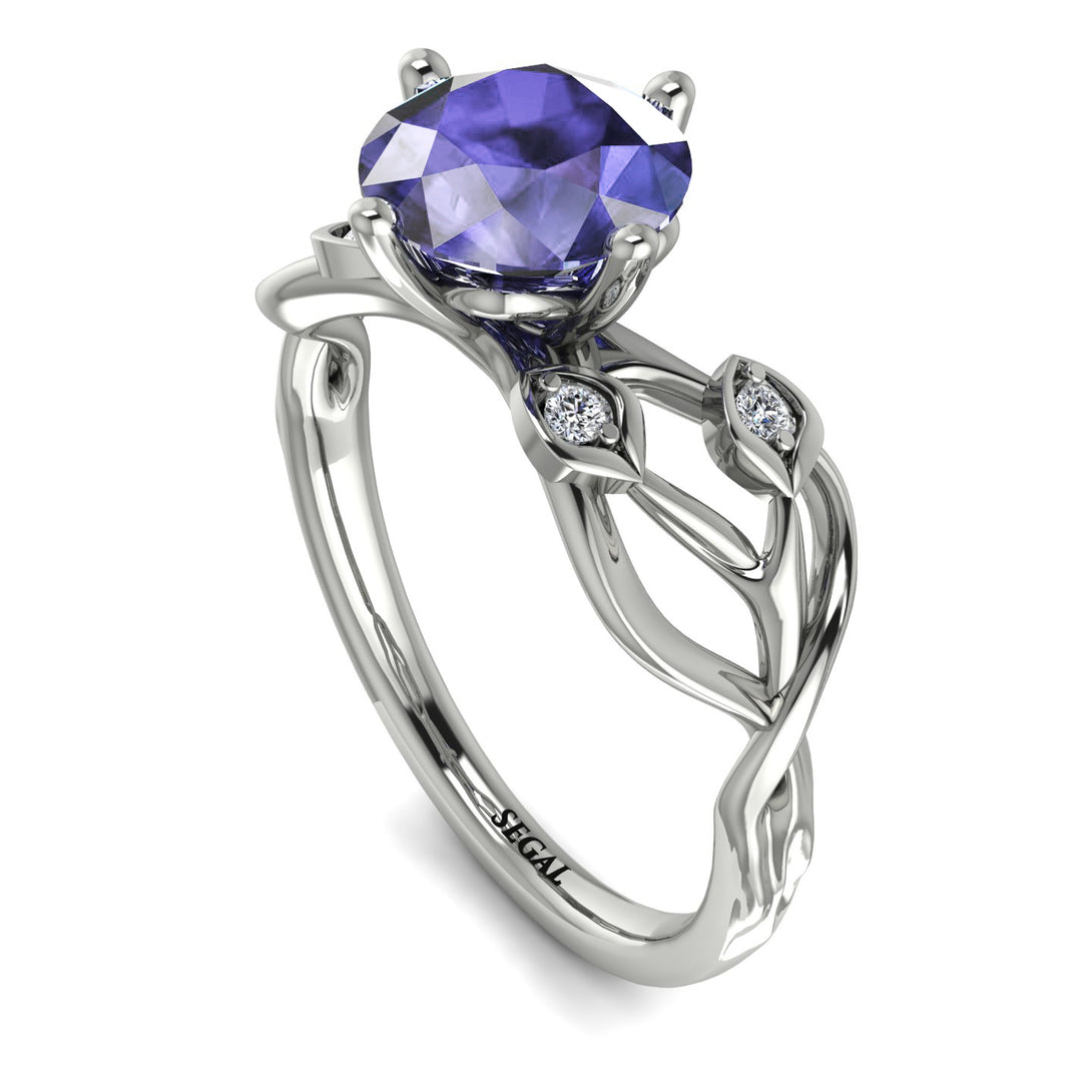 Tanzanite Blossom 14K Golden Nature Inspired Engagement Ring - Haley No. 203