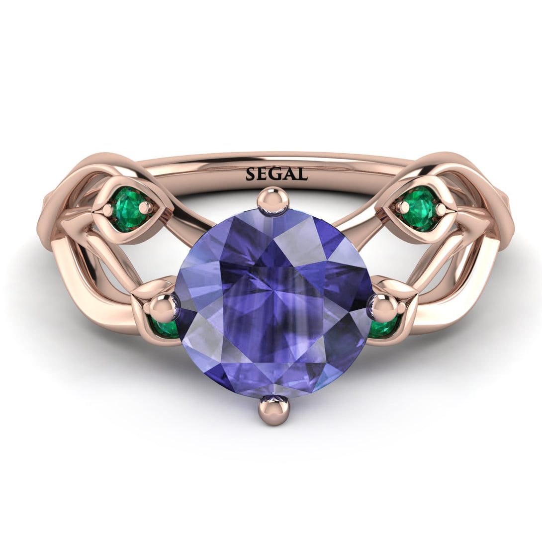 Tanzanite Blossom 14K Golden Nature Inspired Engagement Ring - Haley No. 205