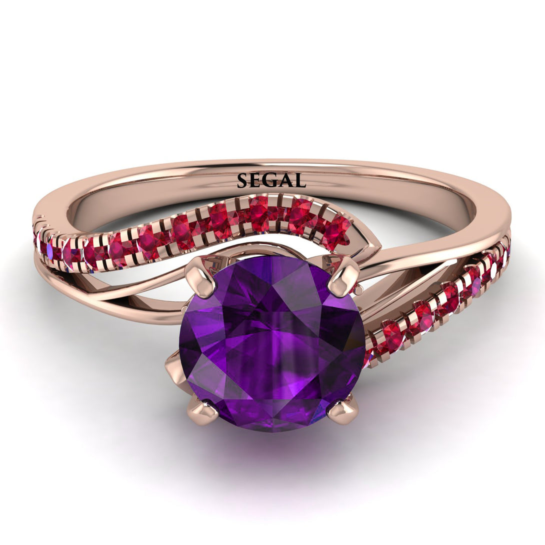 Twist Shank Amethyst Engagement Ring - Maria No. 311