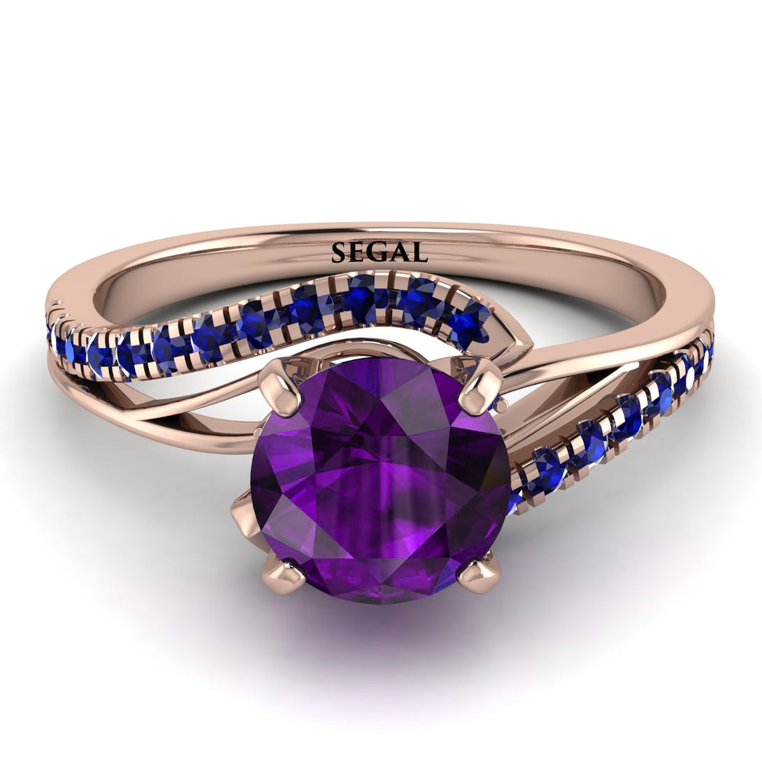 Twist Shank Amethyst Engagement Ring - Maria No. 314
