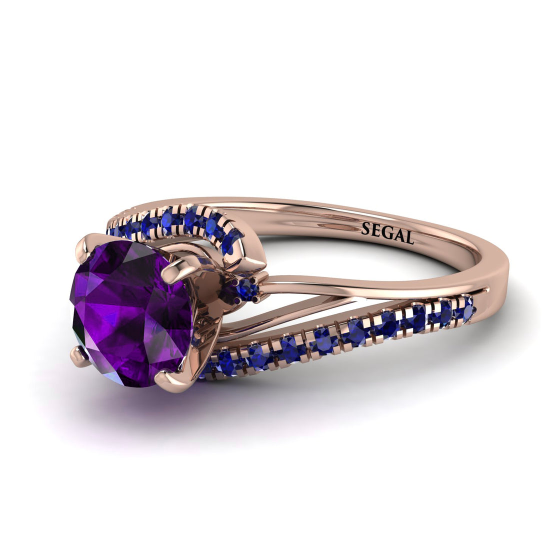 Twist Shank Amethyst Engagement Ring - Maria No. 314