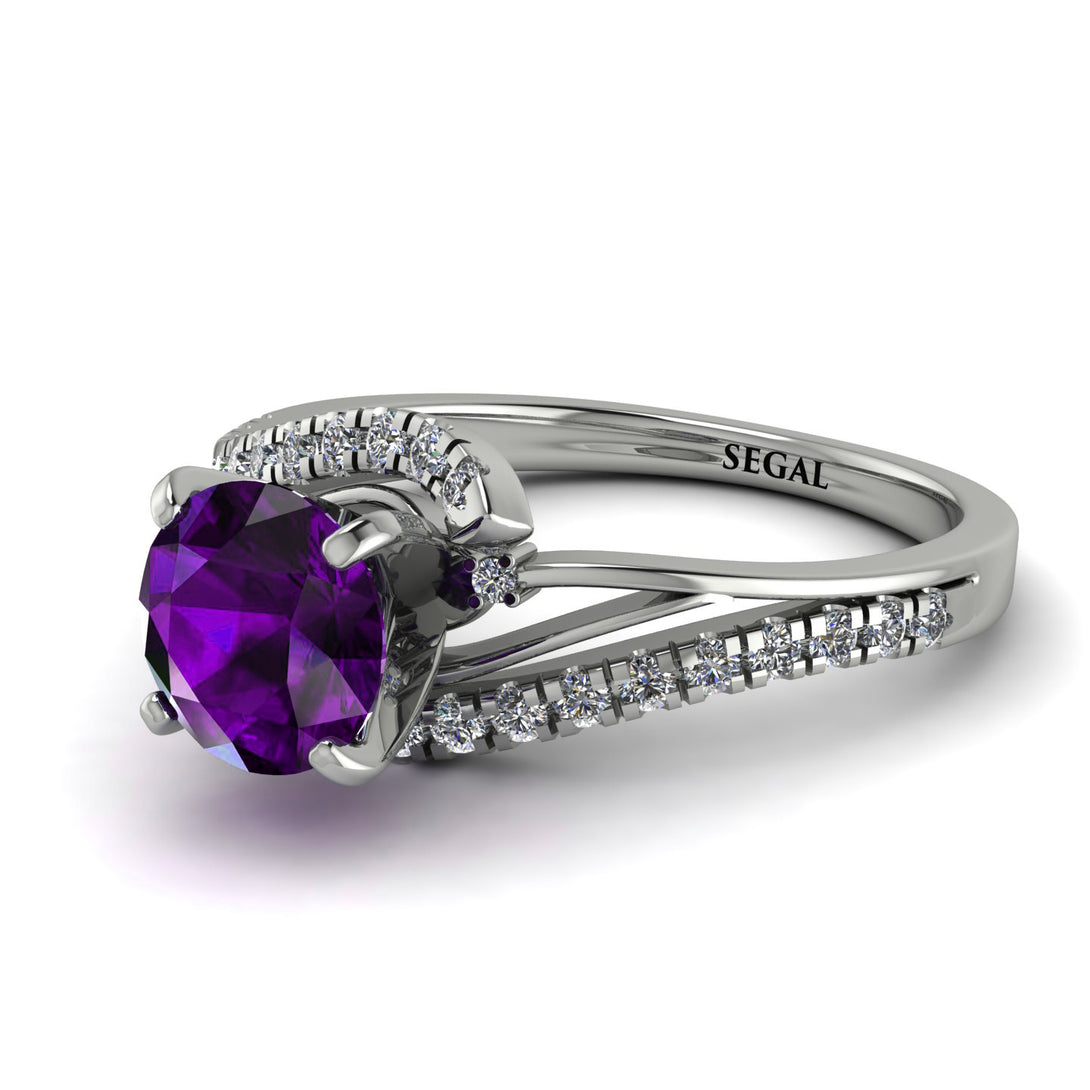 Twist Shank Amethyst Engagement Ring - Maria No. 303