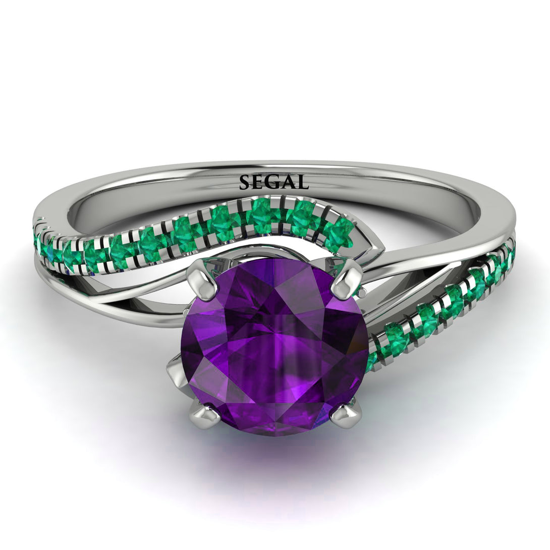 Twist Shank Amethyst Engagement Ring - Maria No. 306