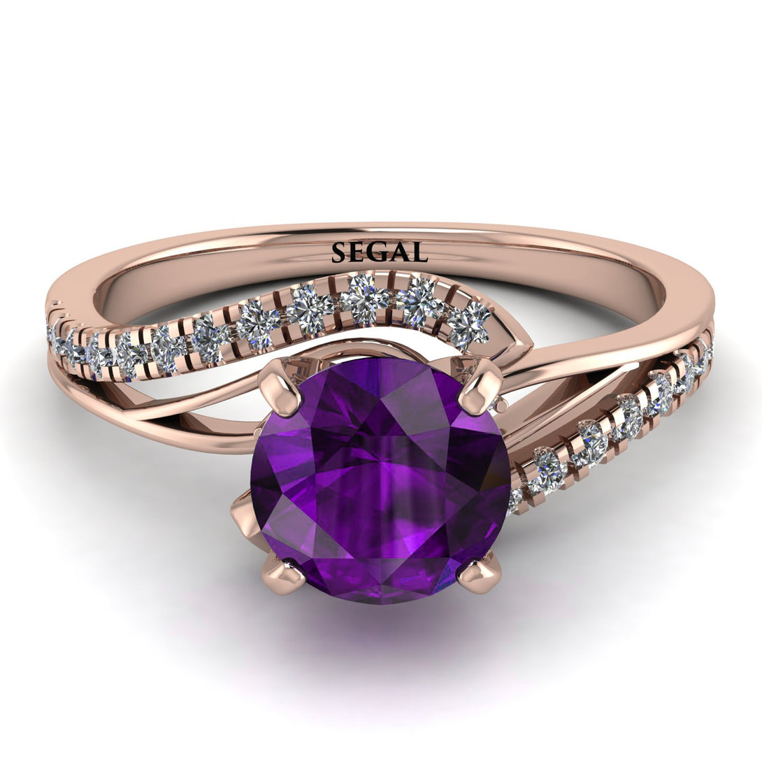 Twist Shank Amethyst Engagement Ring - Maria No. 302