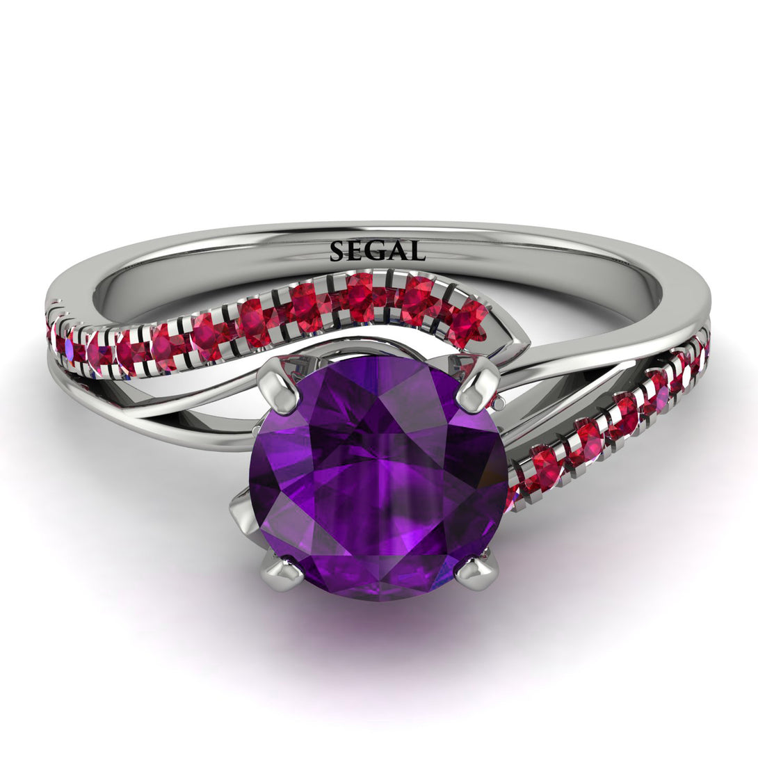 Twist Shank Amethyst Engagement Ring - Maria No. 312