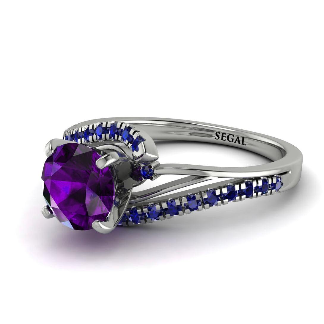 Twist Shank Amethyst Engagement Ring - Maria No. 315