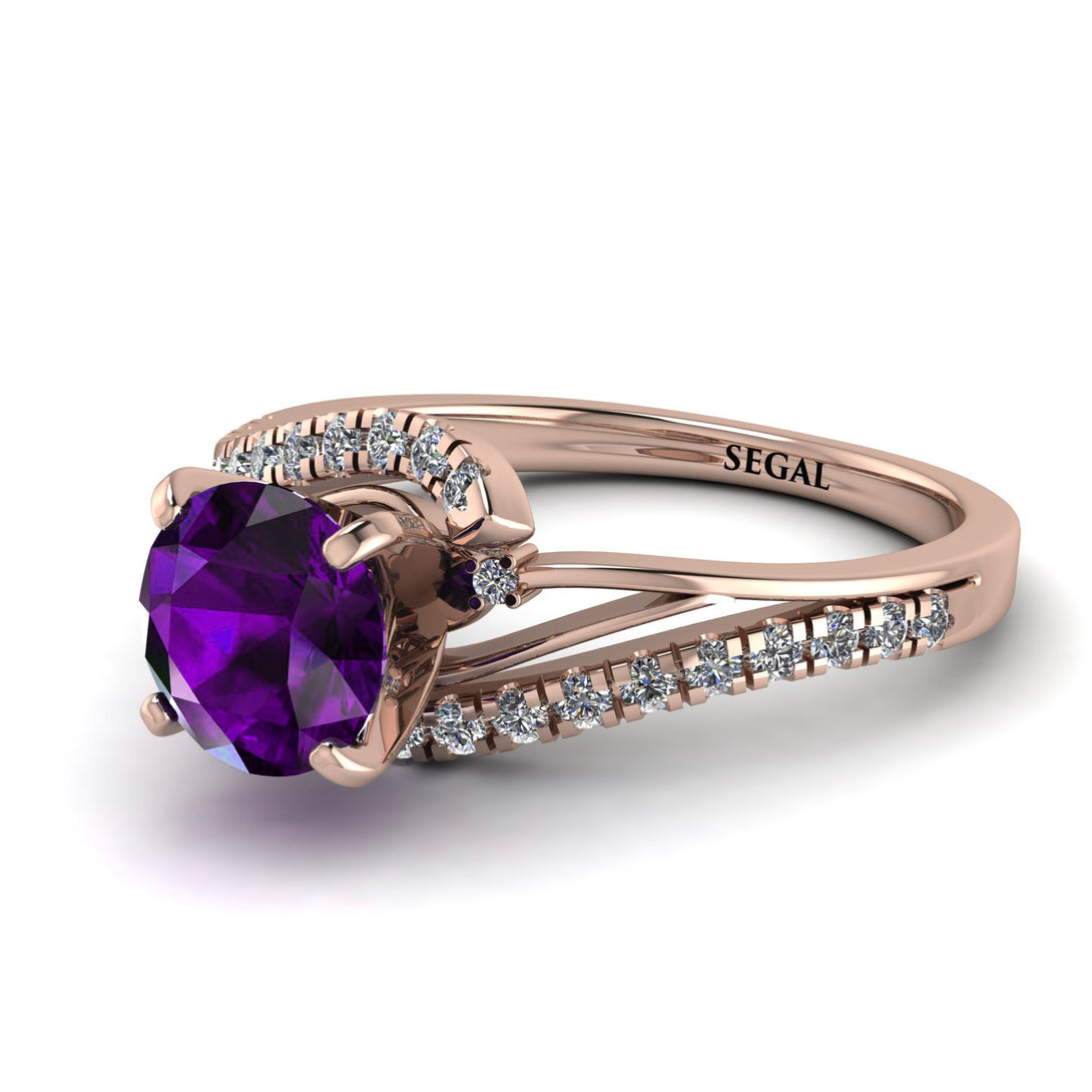 Twist Shank Amethyst Engagement Ring - Maria No. 302