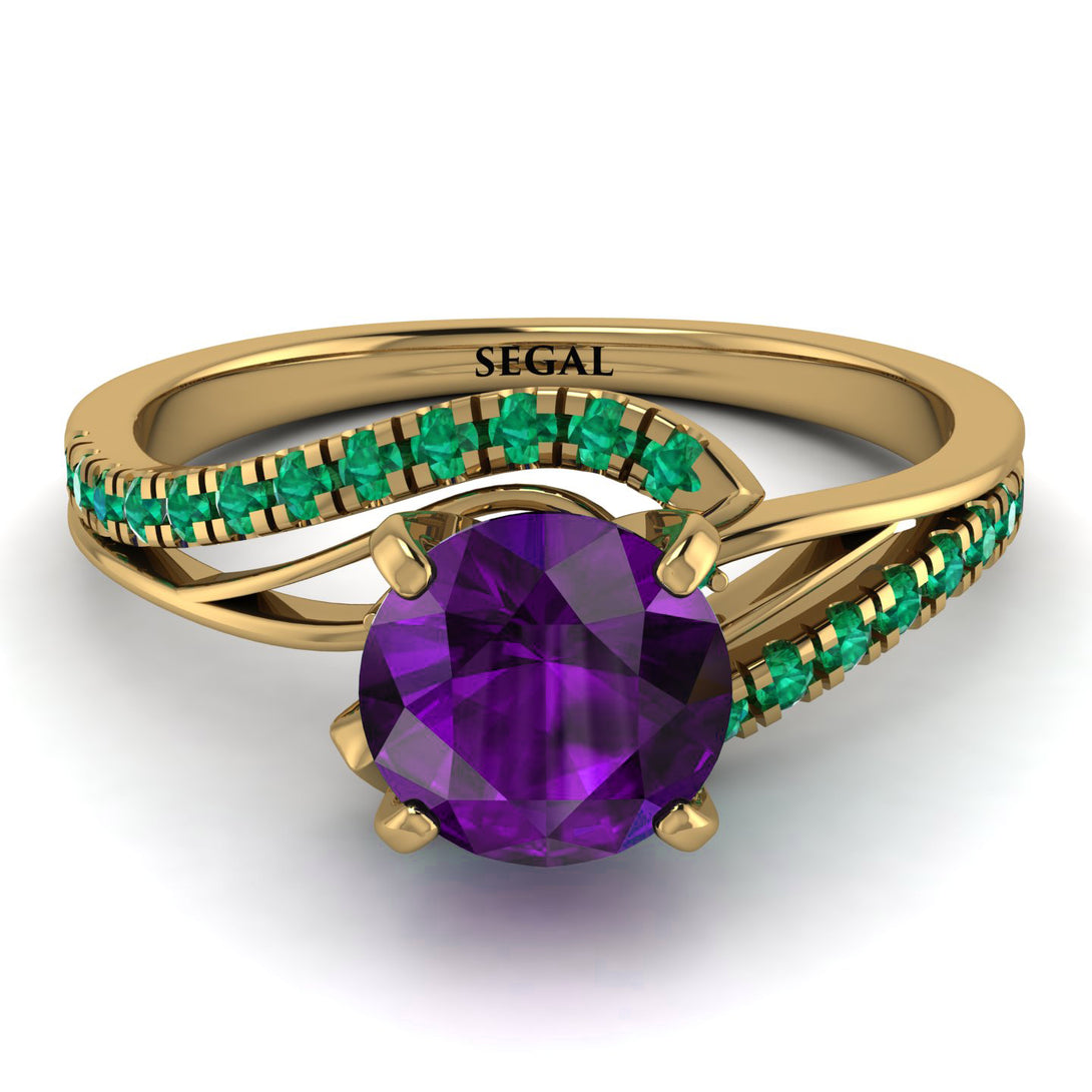 Twist Shank Amethyst Engagement Ring - Maria No. 304