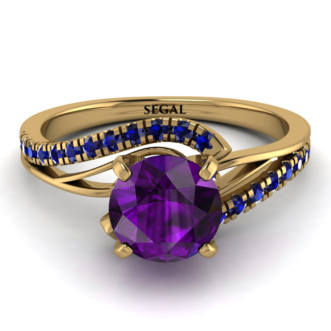 Twist Shank Amethyst Engagement Ring - Maria No. 313