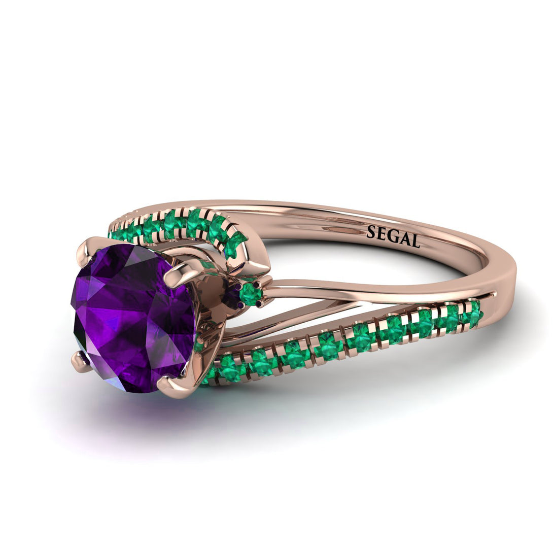 Twist Shank Amethyst Engagement Ring - Maria No. 305