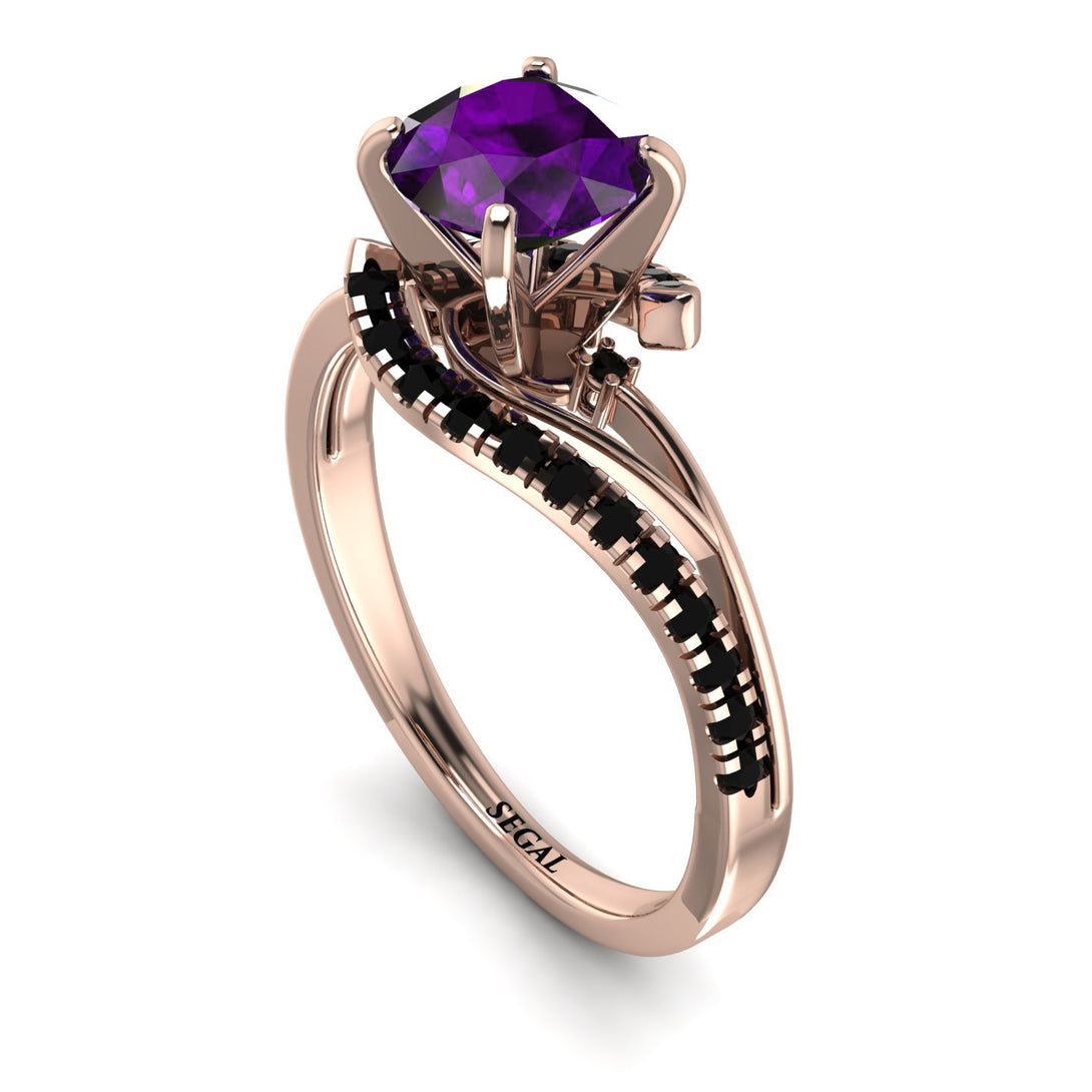 Twist Shank Amethyst Engagement Ring - Maria No. 308