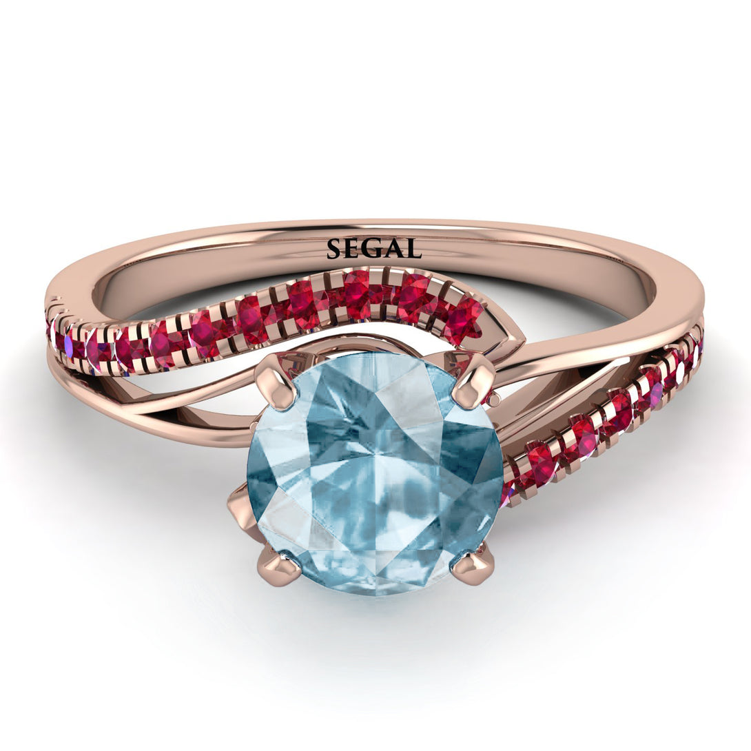 Twist Shank Aquamarine Engagement Ring - Maria No. 411