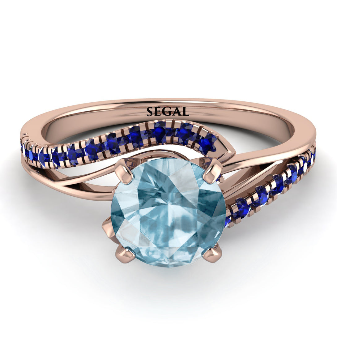 Twist Shank Aquamarine Engagement Ring - Maria No. 414
