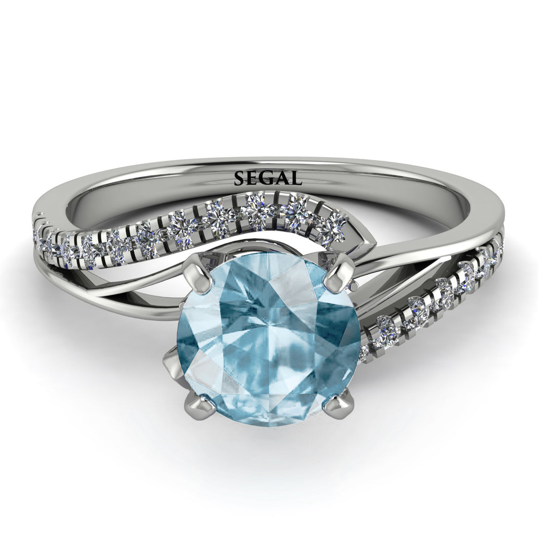 Twist Shank Aquamarine Engagement Ring - Maria No. 403