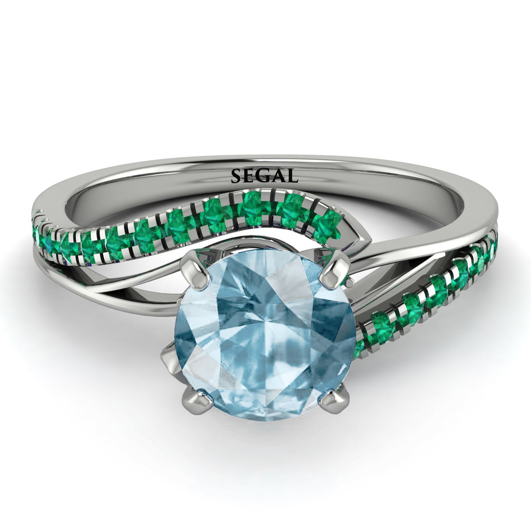 Twist Shank Aquamarine Engagement Ring - Maria No. 406