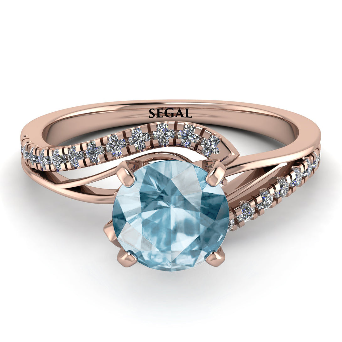 Twist Shank Aquamarine Engagement Ring - Maria No. 402