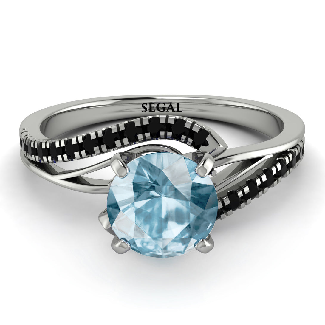 Twist Shank Aquamarine Engagement Ring - Maria No. 409