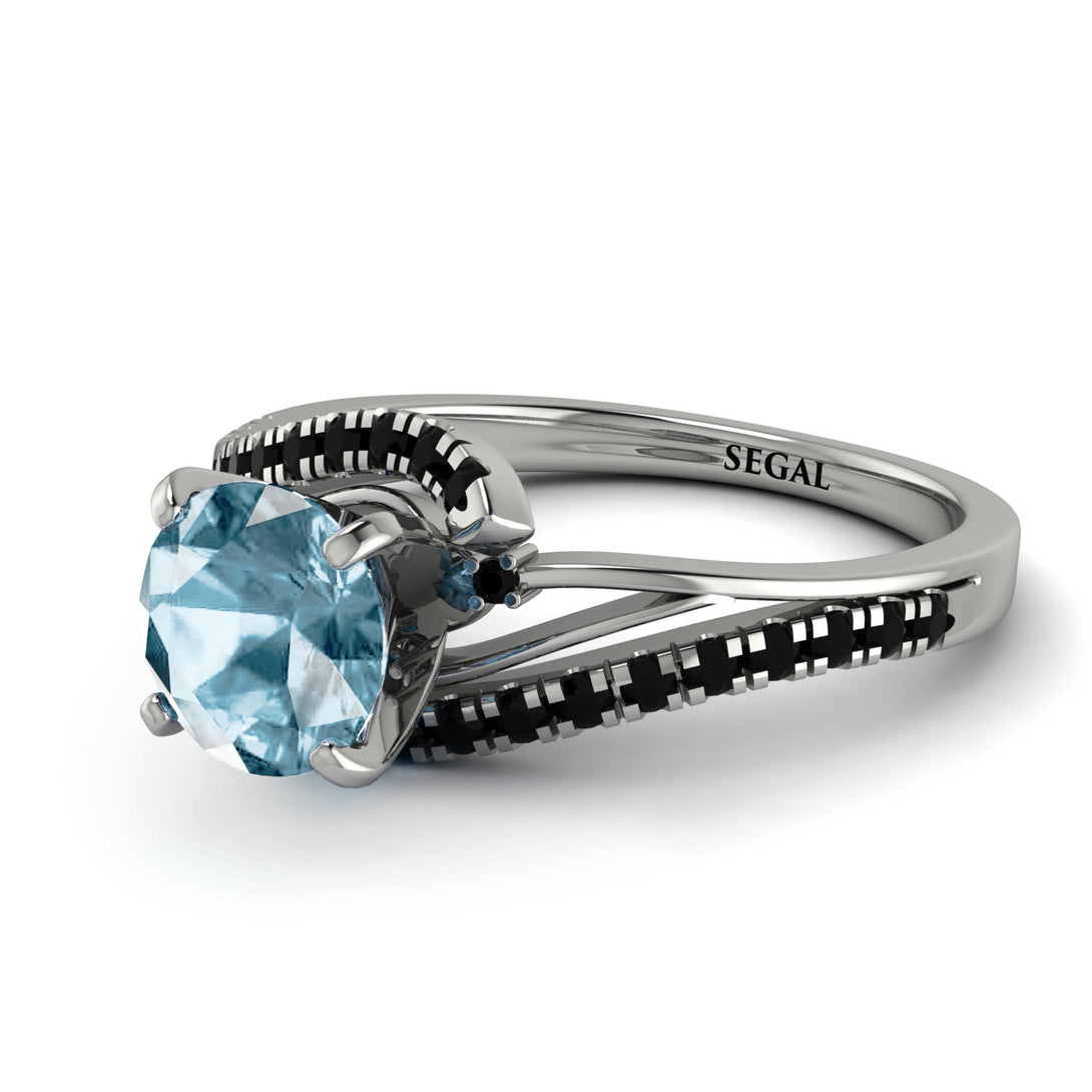 Twist Shank Aquamarine Engagement Ring - Maria No. 409