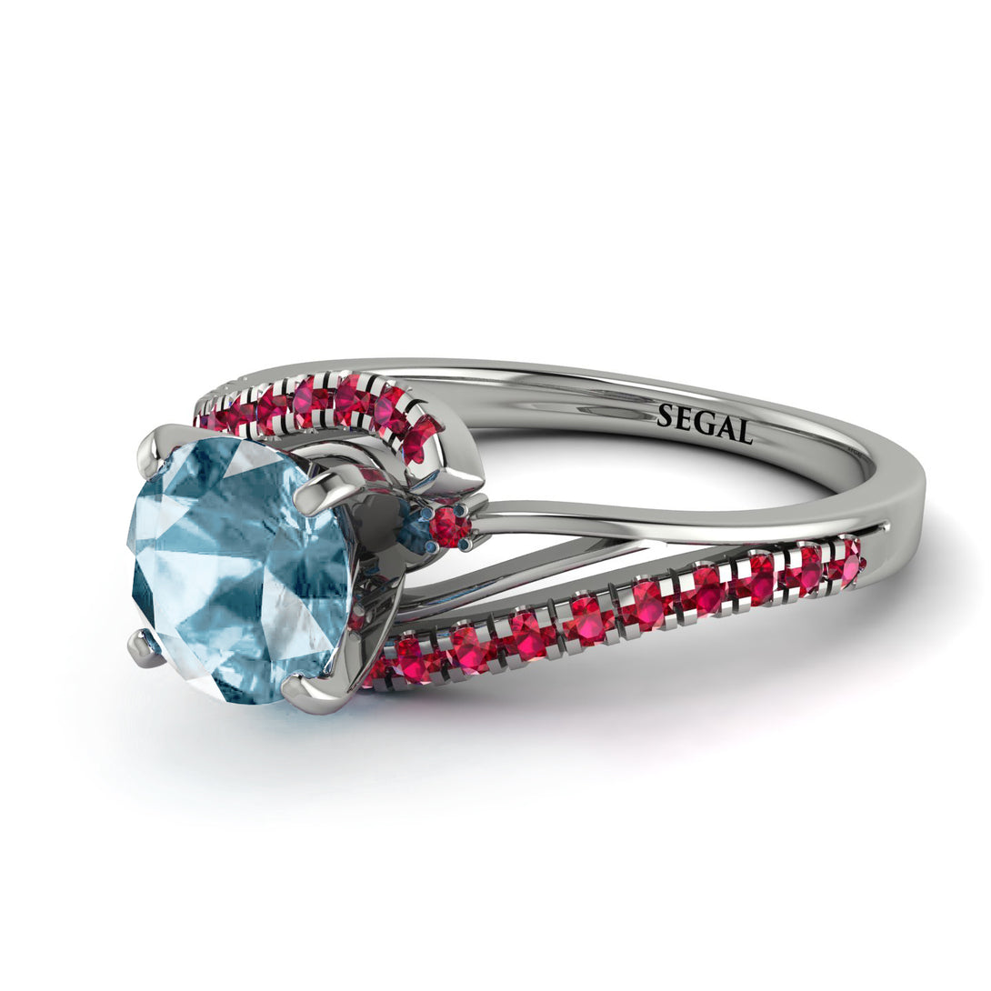 Twist Shank Aquamarine Engagement Ring - Maria No. 412