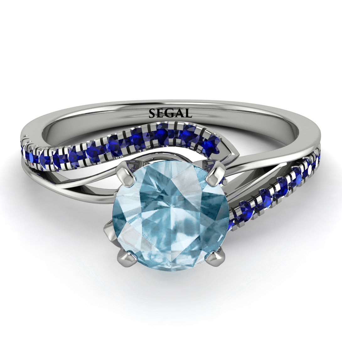 Twist Shank Aquamarine Engagement Ring - Maria No. 415