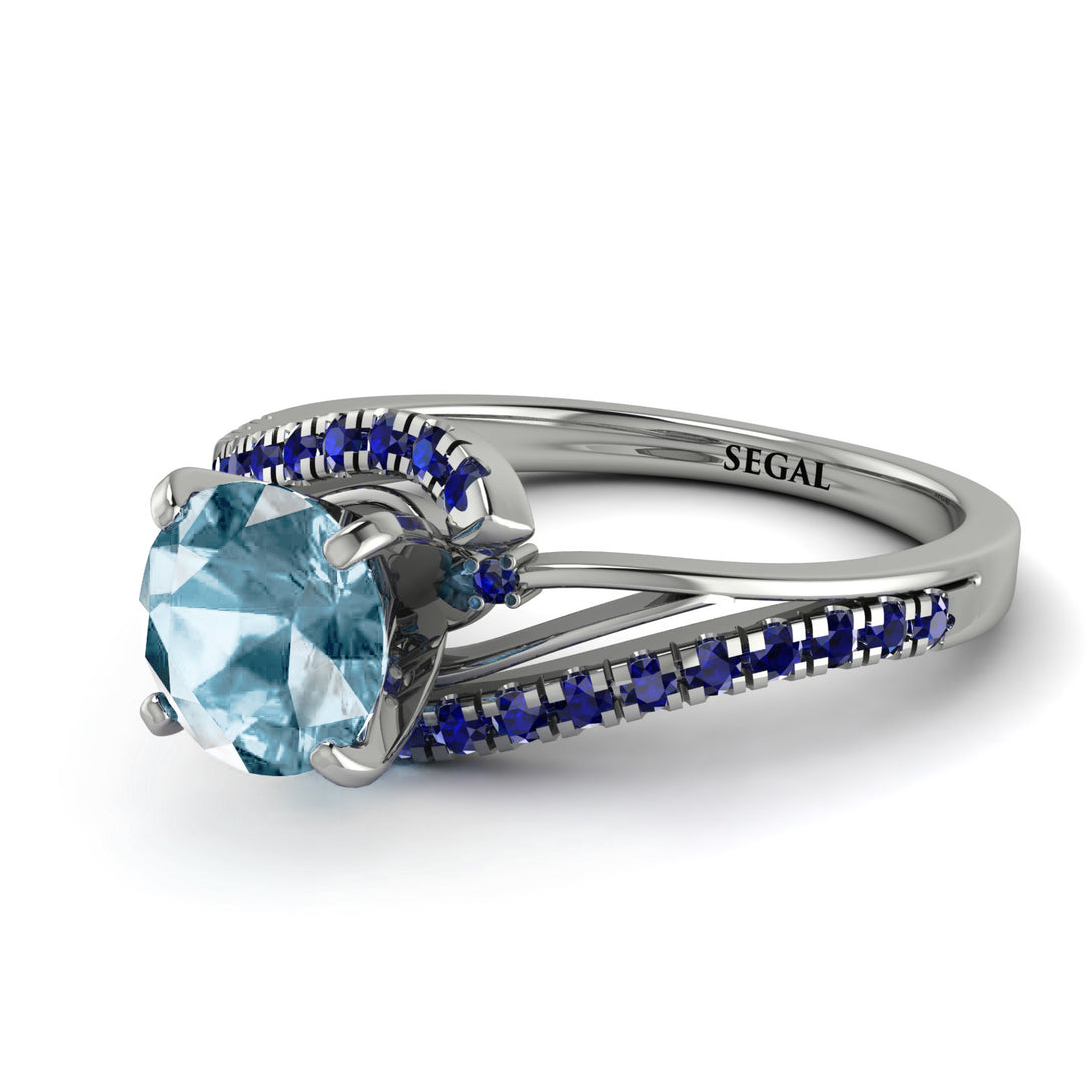 Twist Shank Aquamarine Engagement Ring - Maria No. 415