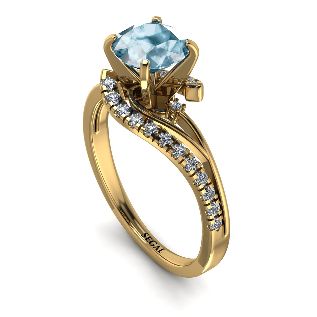 Twist Shank Aquamarine Engagement Ring - Maria No. 401
