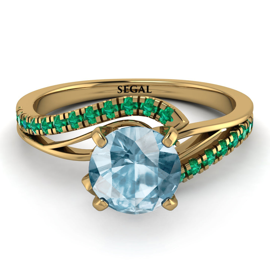 Twist Shank Aquamarine Engagement Ring - Maria No. 404