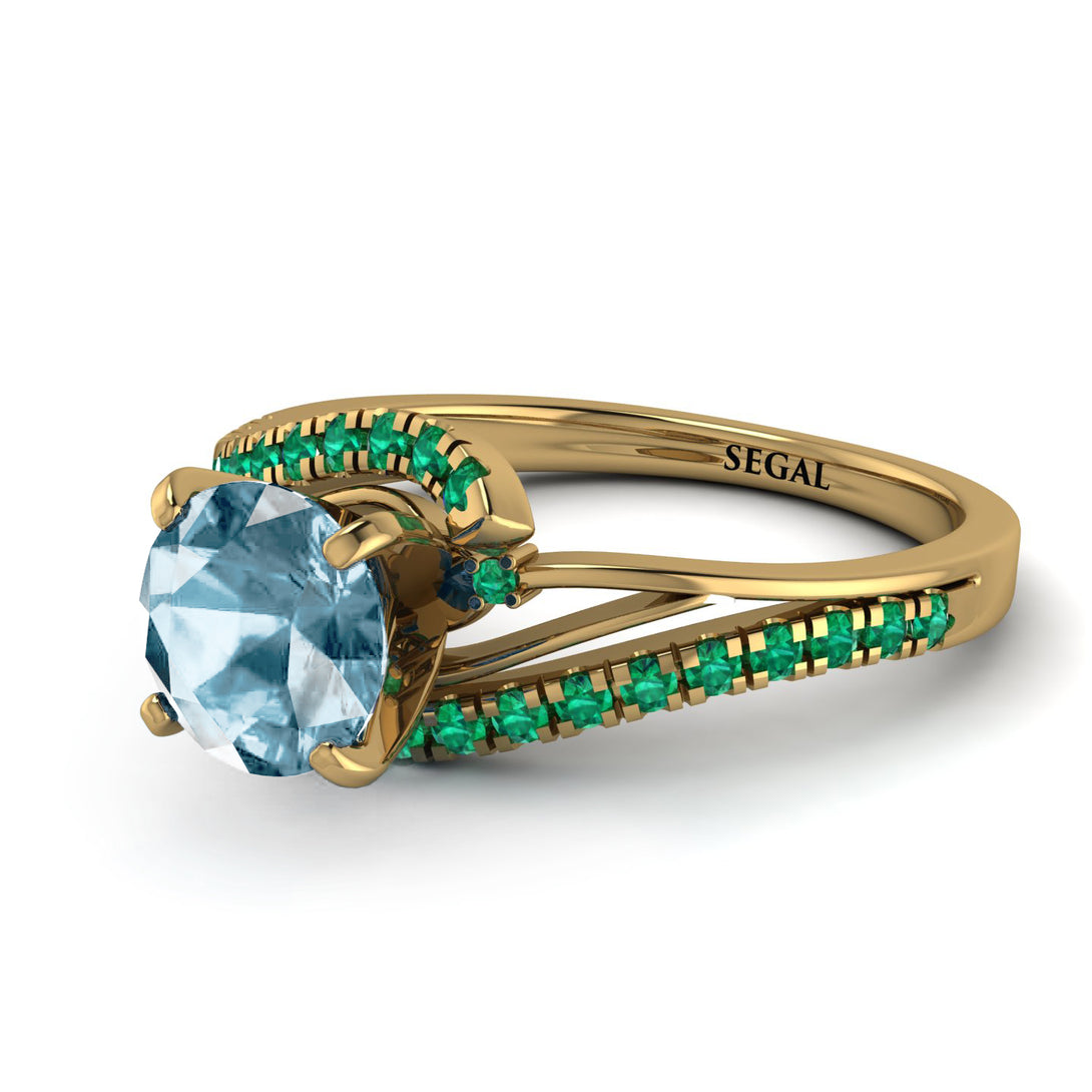 Twist Shank Aquamarine Engagement Ring - Maria No. 404
