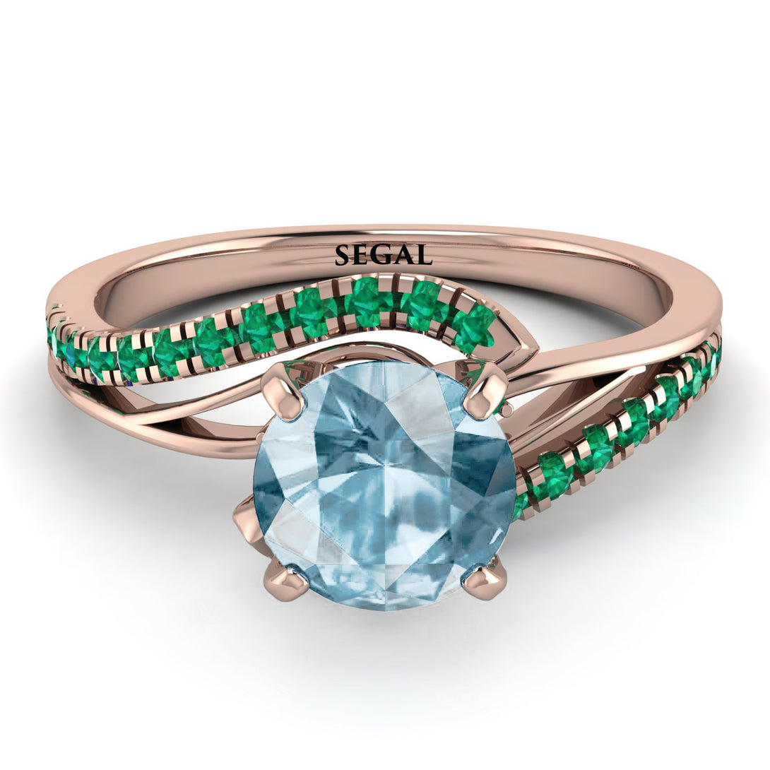 Twist Shank Aquamarine Engagement Ring - Maria No. 405